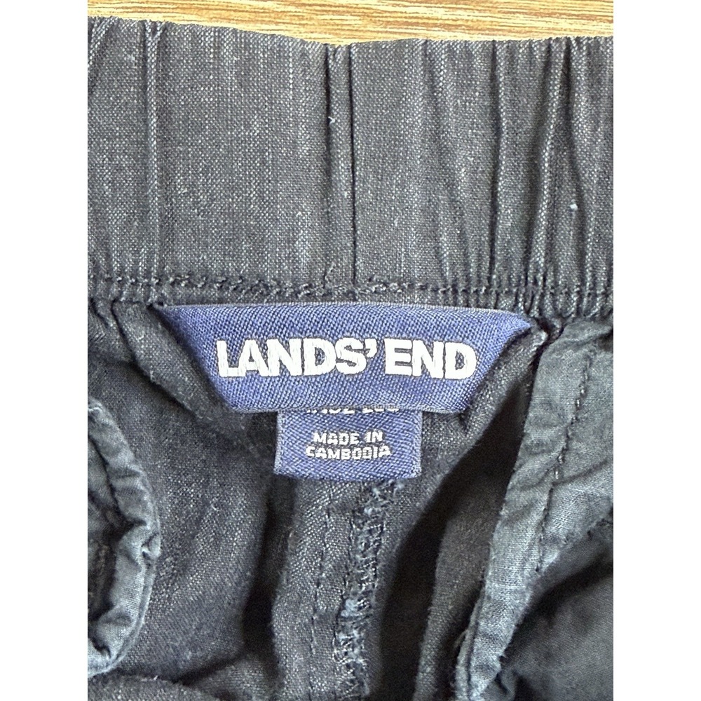 Lands' End Pants Womens 4 Black Linen Blend High Rise Wide Leg Pull On Coastal - Picture 3 of 14